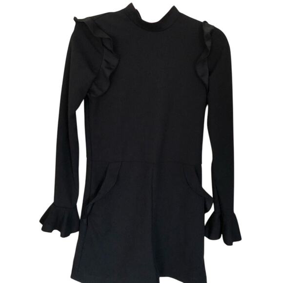 Zara Black Ruffle Long Sleeve Romper - Picture 3 of 4